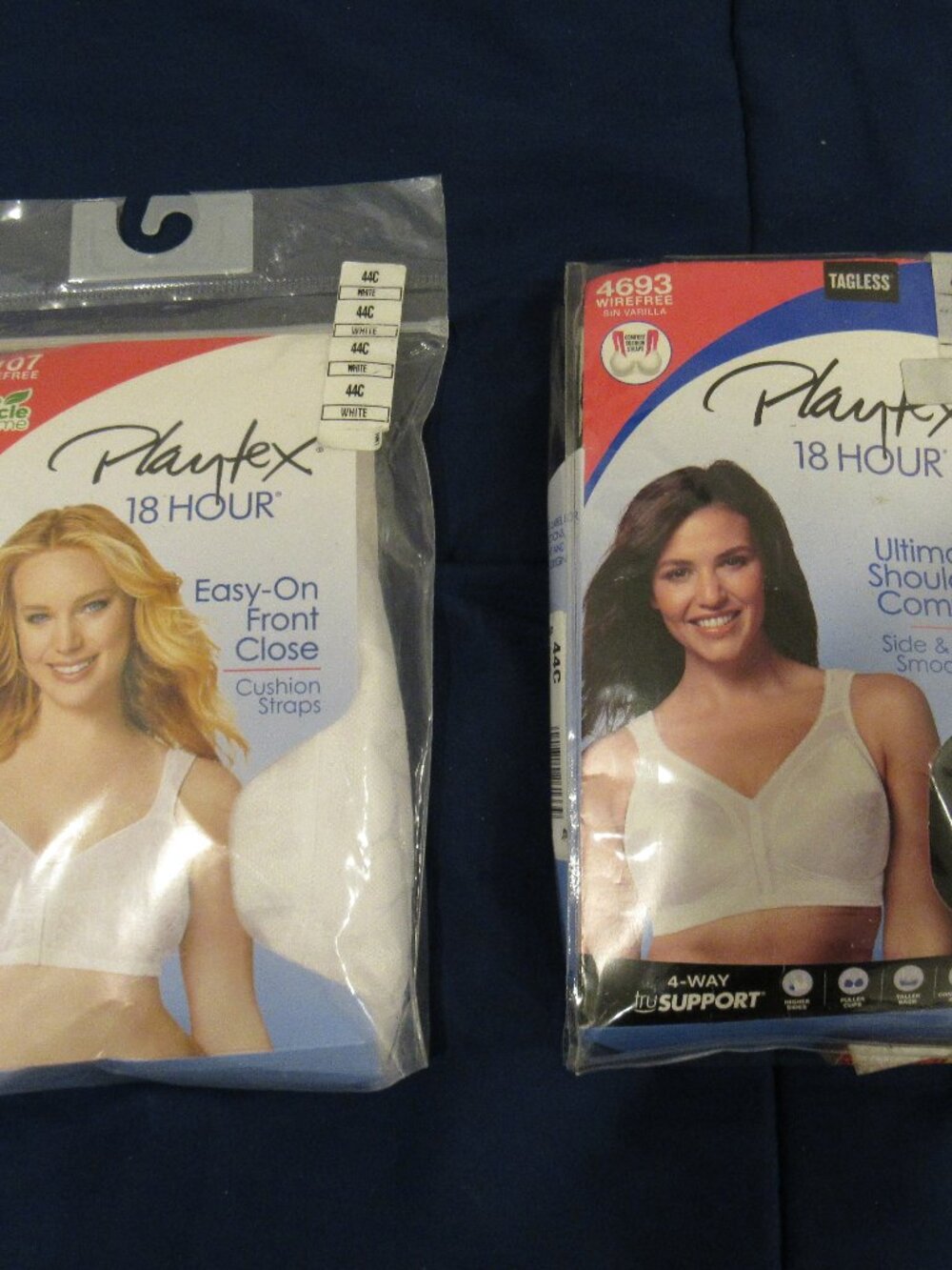TWO NEW PLAYTEX 18 HOUR NO WIRE BRAS SIZE 44C